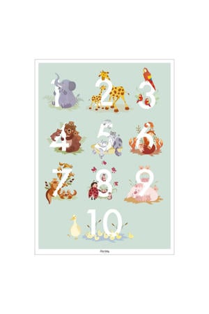 Poster - Tiny Tails - Talplakat - lysegrøn - A3(29.7 cm x 42 cm) (50 x 70 cm cm)