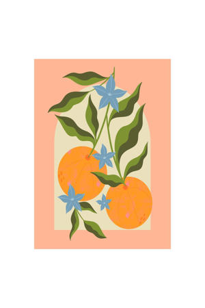 Poster - Melissa Donne - Orange Branch with Flowers (30 x 40 cm cm)