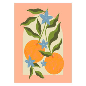 Poster - Melissa Donne - Orange Branch with Flowers (30 x 40 cm cm)