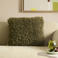 NOUS Living vierkante sierkussenhoes Fluffy 45x45 cm - olijfgroen