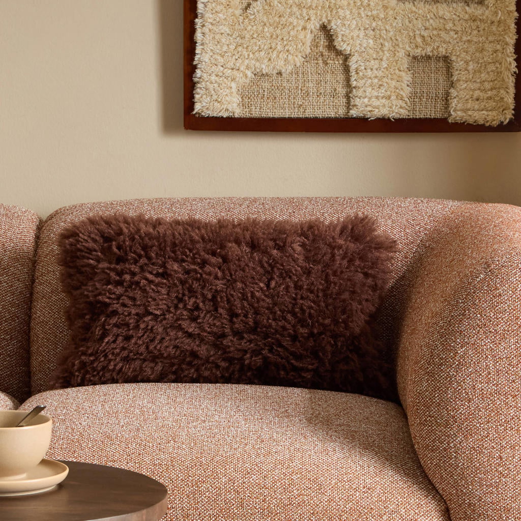 NOUS Living rechthoekige sierkussenhoes Fluffy 30x50 cm - donkerbruin