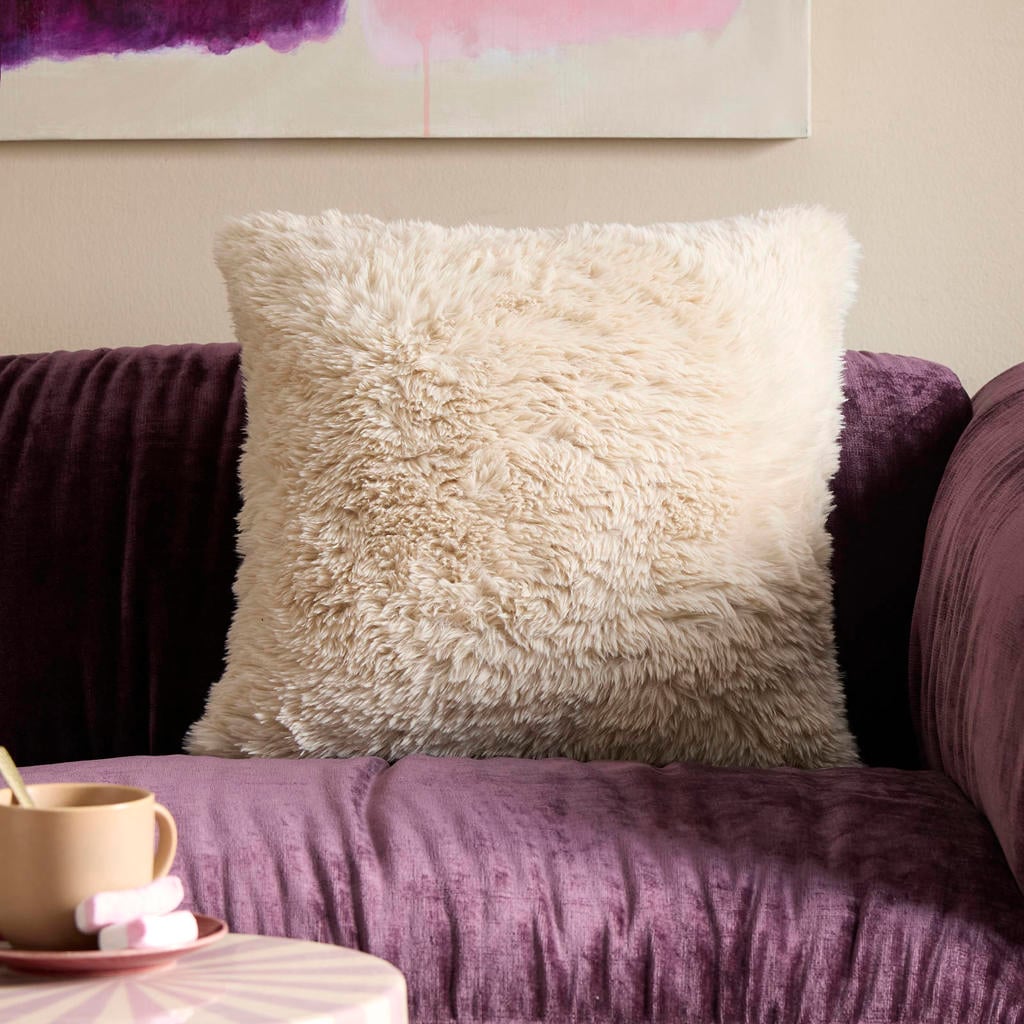 NOUS Living vierkante sierkussenhoes Cozy 45x45 cm - crème