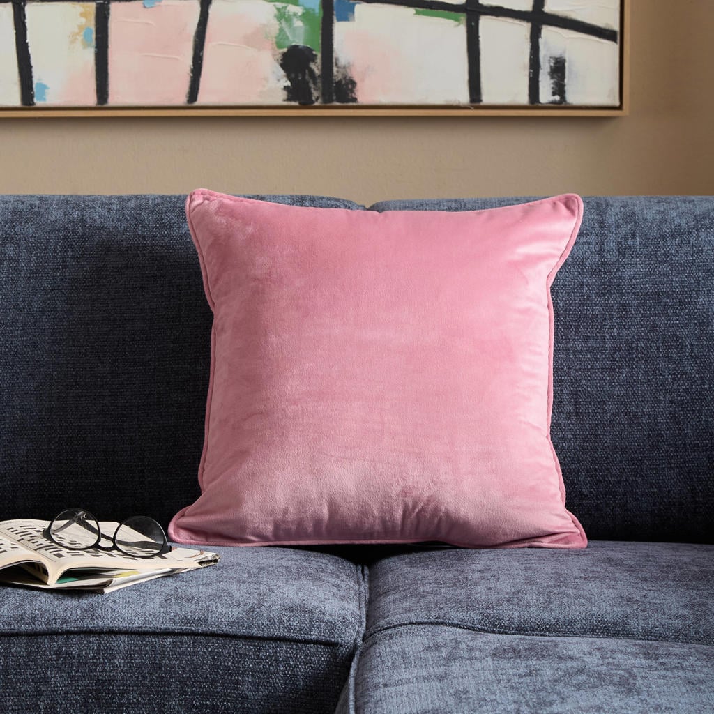 NOUS Living vierkante sierkussenhoes Bella 45x45 cm - roze
