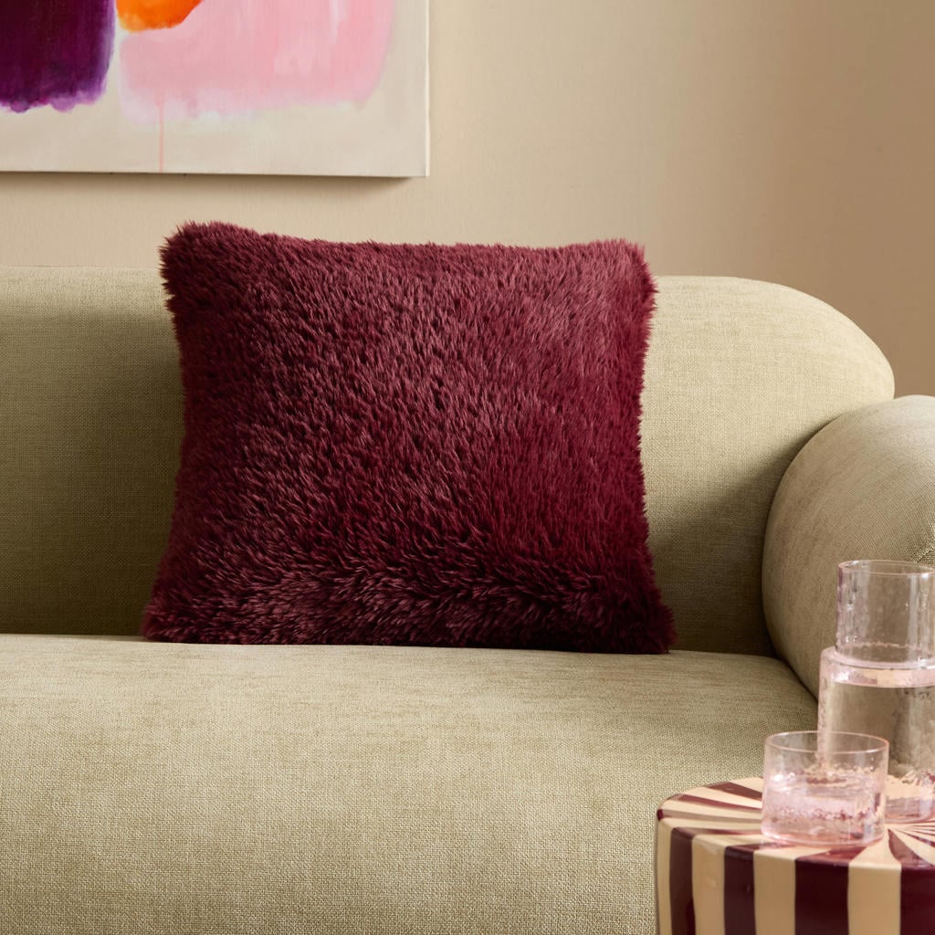 NOUS Living vierkante sierkussenhoes Cozy 45x45 cm - donkerrood