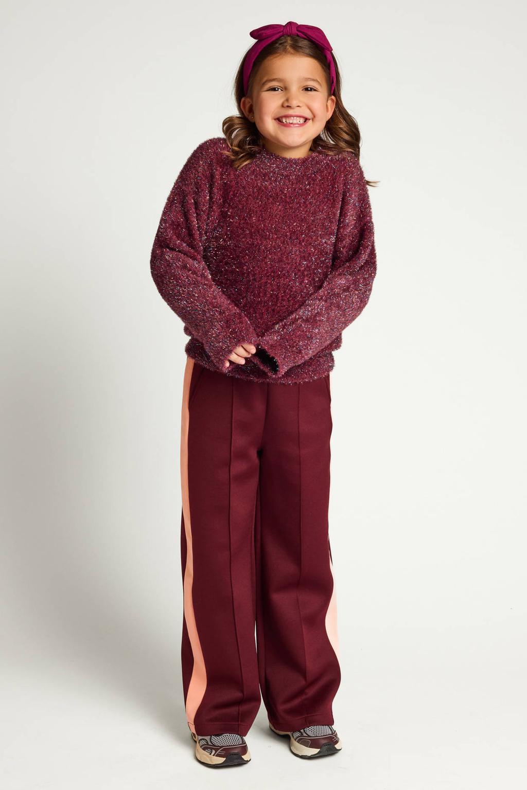 LOOXS little rechtvallende gebreide sweater - donkerrood