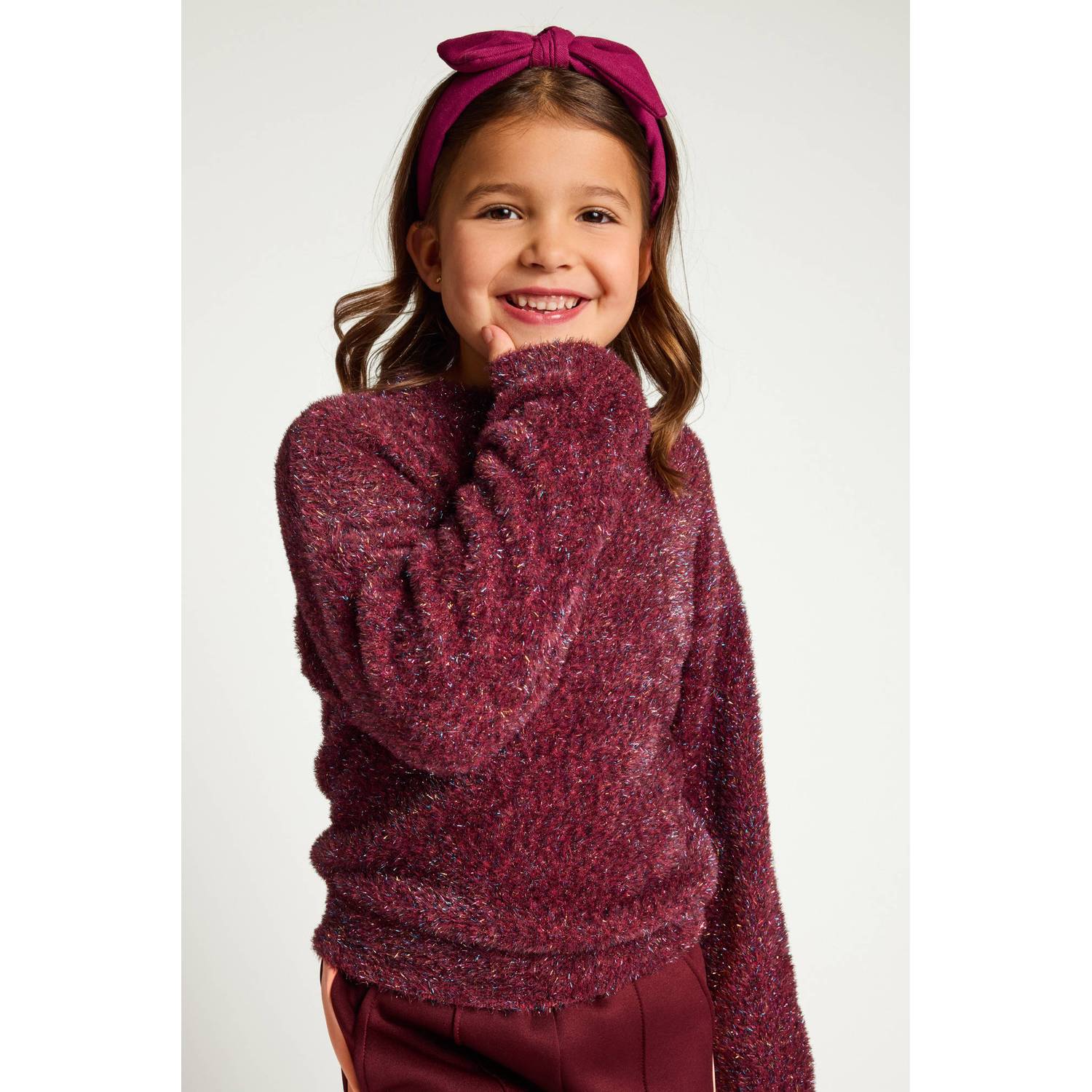 LOOXS little rechtvallende gebreide sweater donkerrood