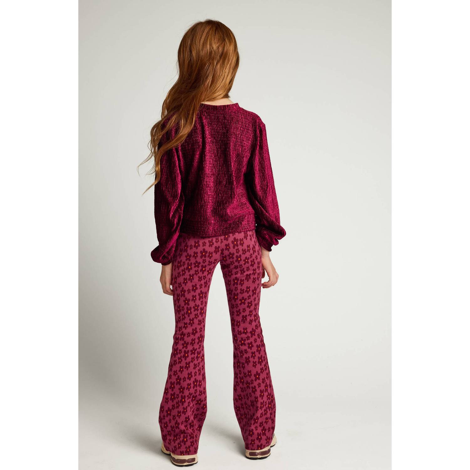 LOOXS little fluwelen rechtvallende sweater donkerrood