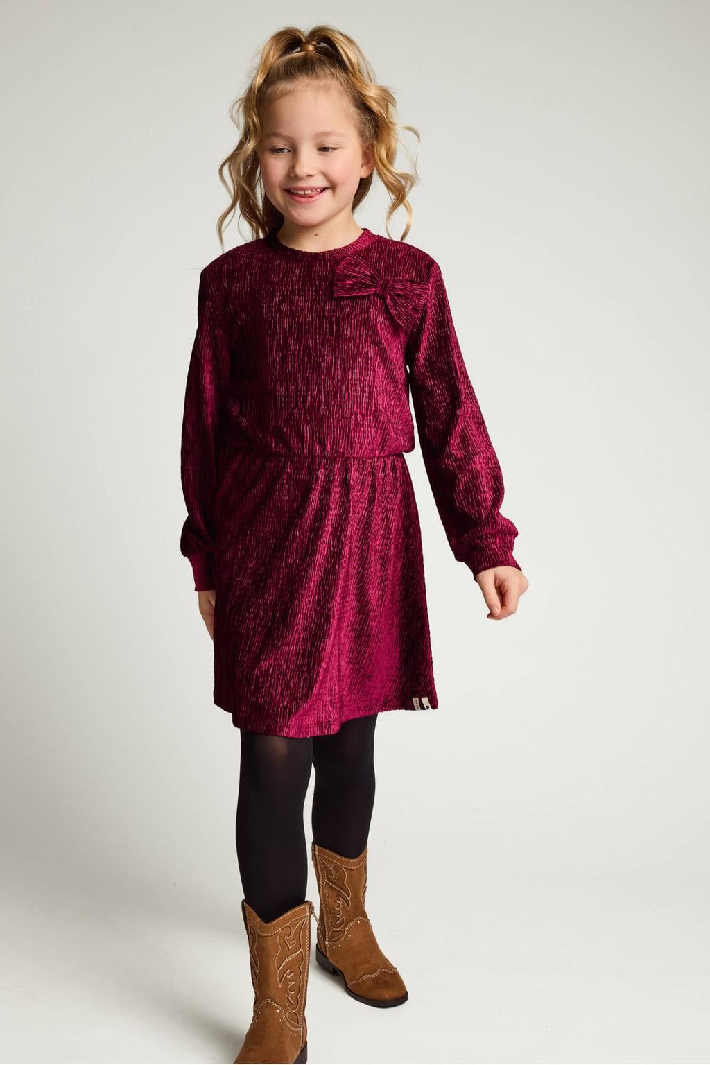 LOOXS little fluwelen A-lijn jurk - donkerrood
