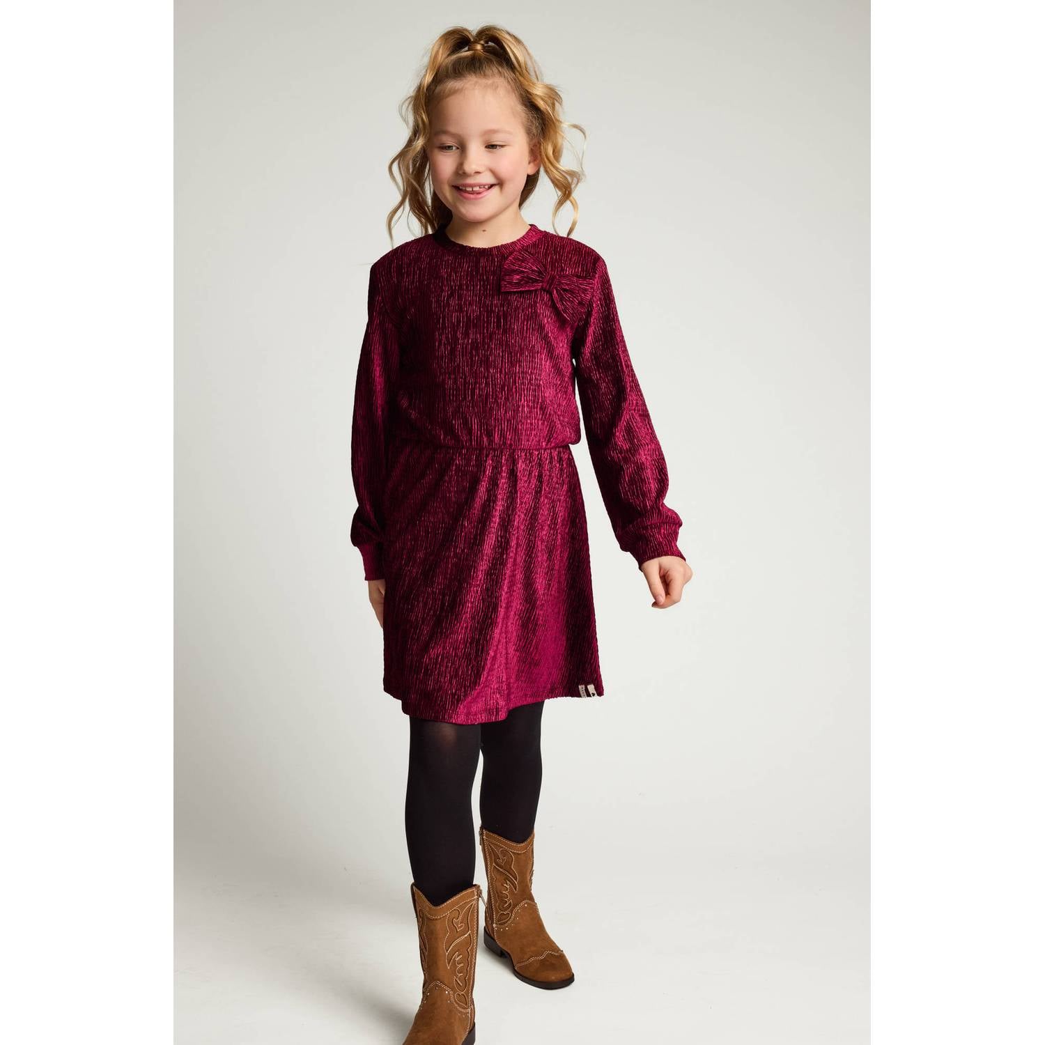 LOOXS little fluwelen A-lijn jurk donkerrood