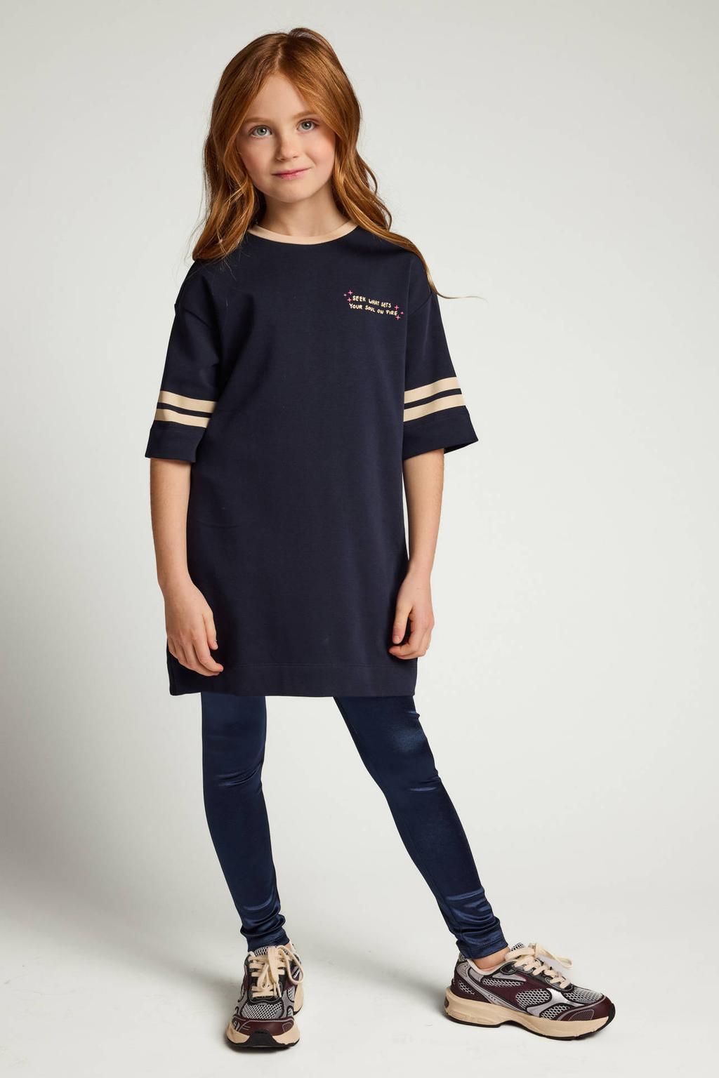 Donkerblauwe meisjes LOOXS little skinny legging van polyester met regular waist, elastische tailleband en effen