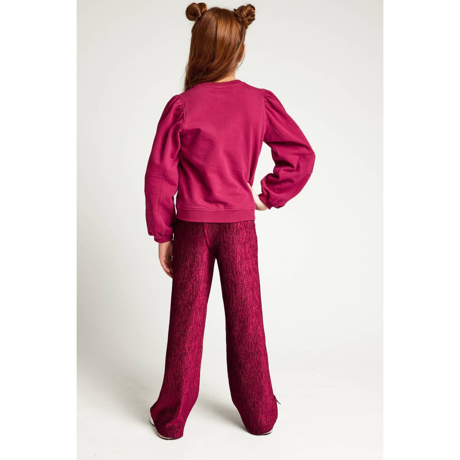 LOOXS little fluwelen loose fit palazzo broek donkerrood