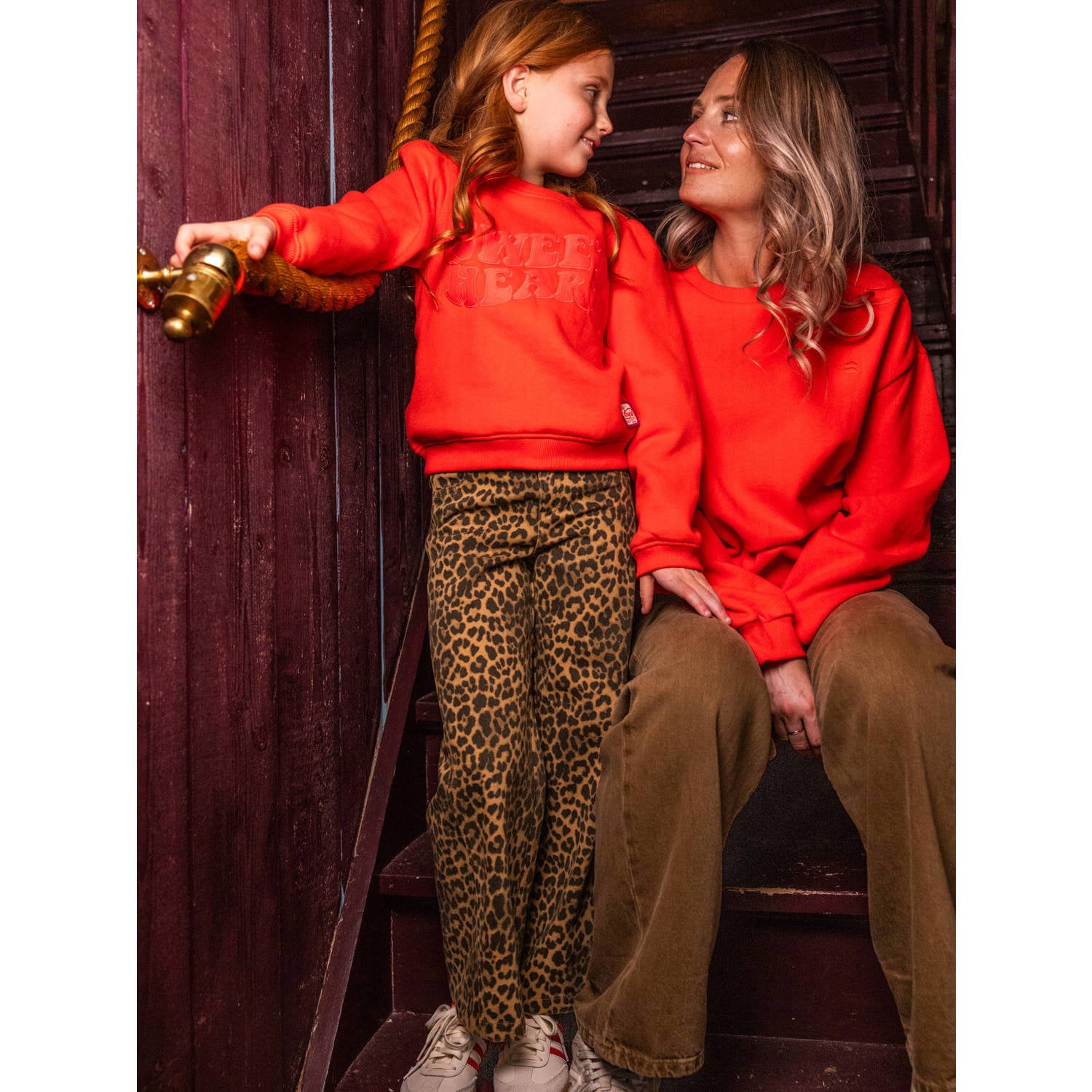 LOOXS little leopard jeans met panterprint bruin