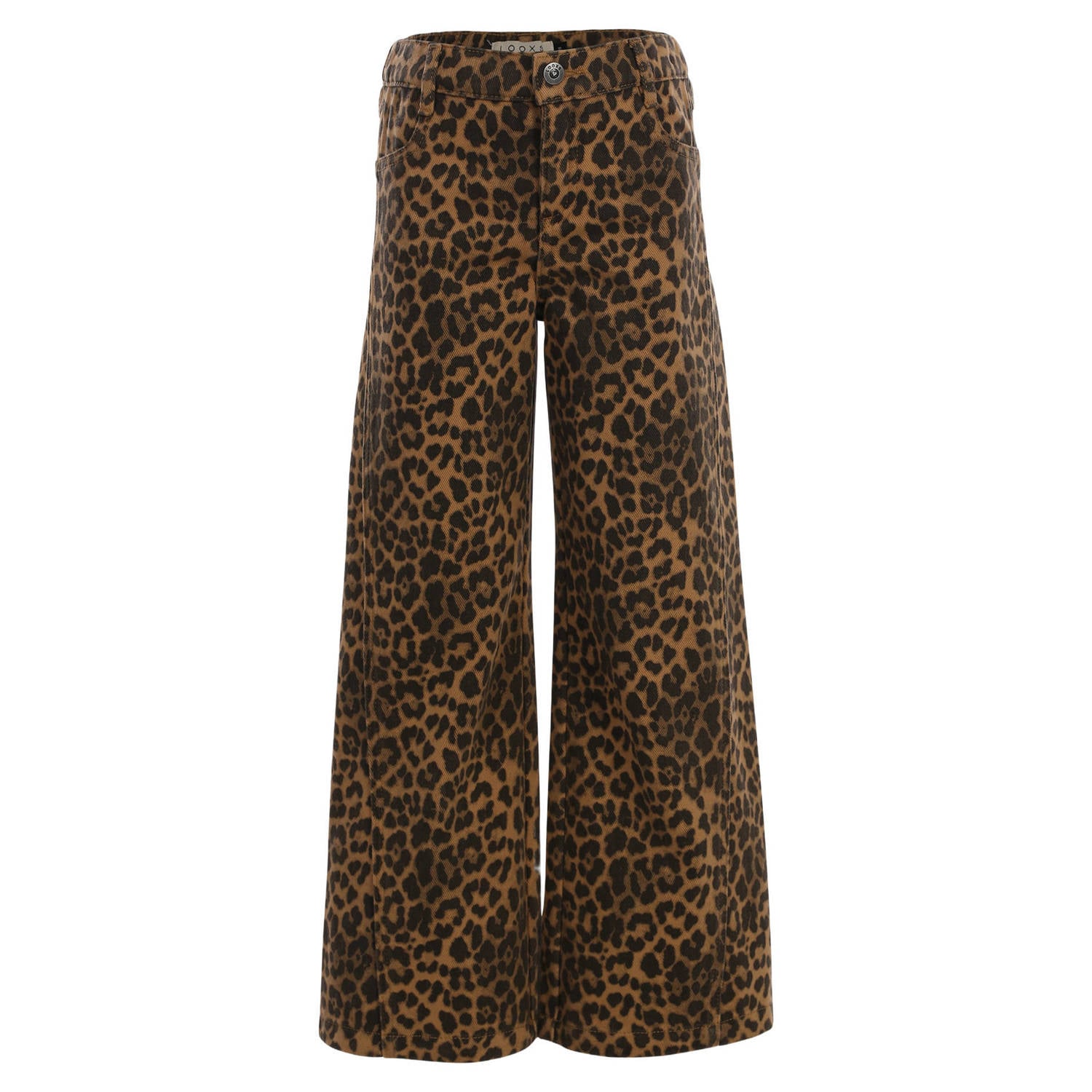 LOOXS little leopard jeans met panterprint bruin