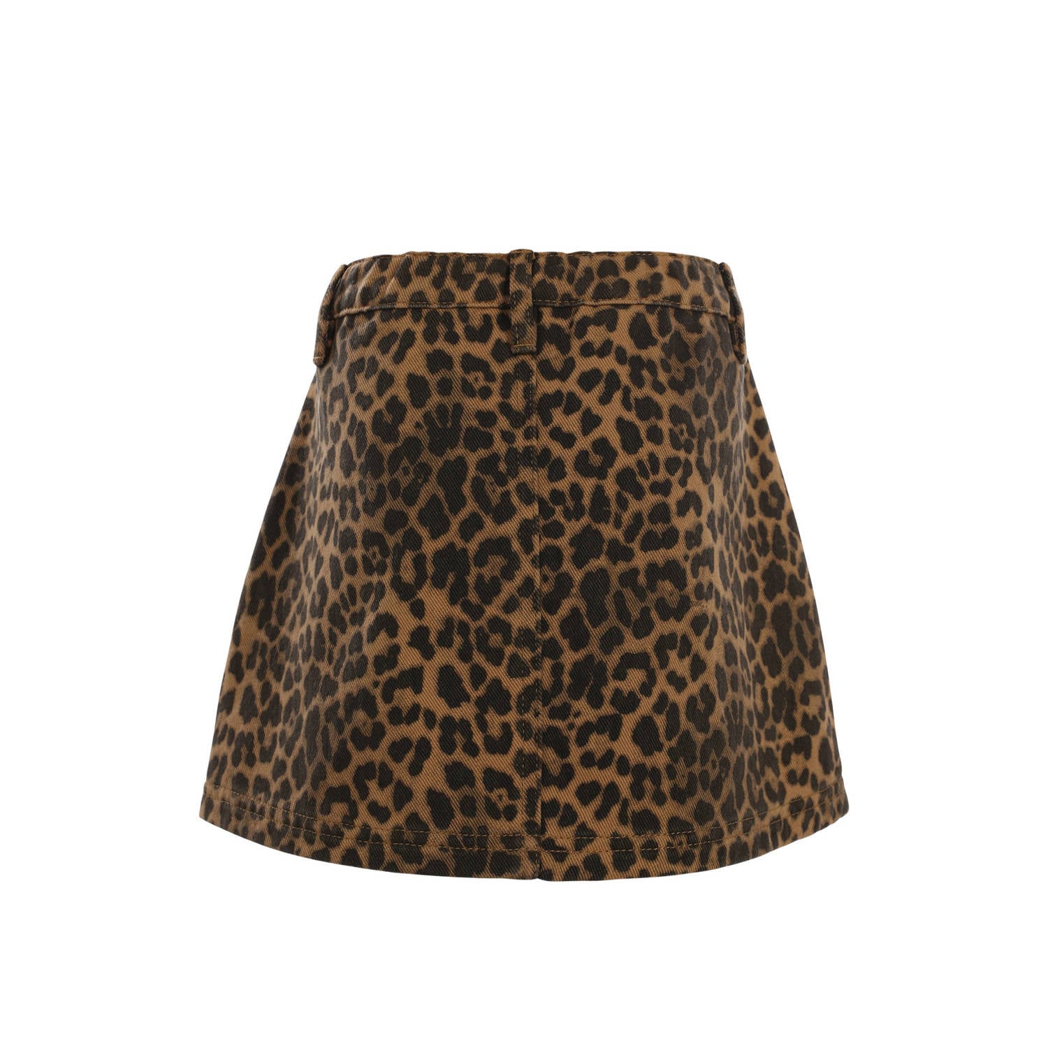 LOOXS little korte spijkerrok met panterprint beige