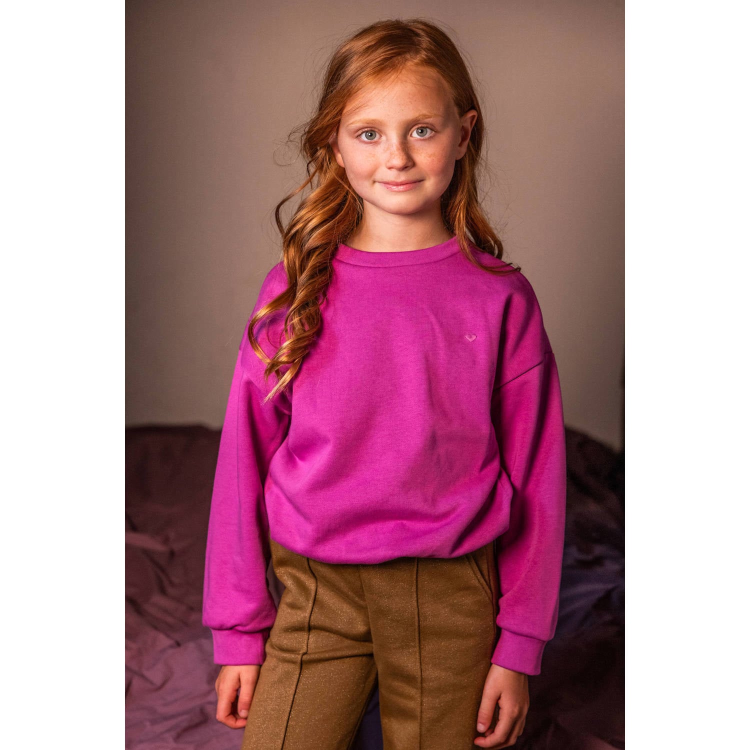 LOOXS little boxy cropped sweater met backprint paars