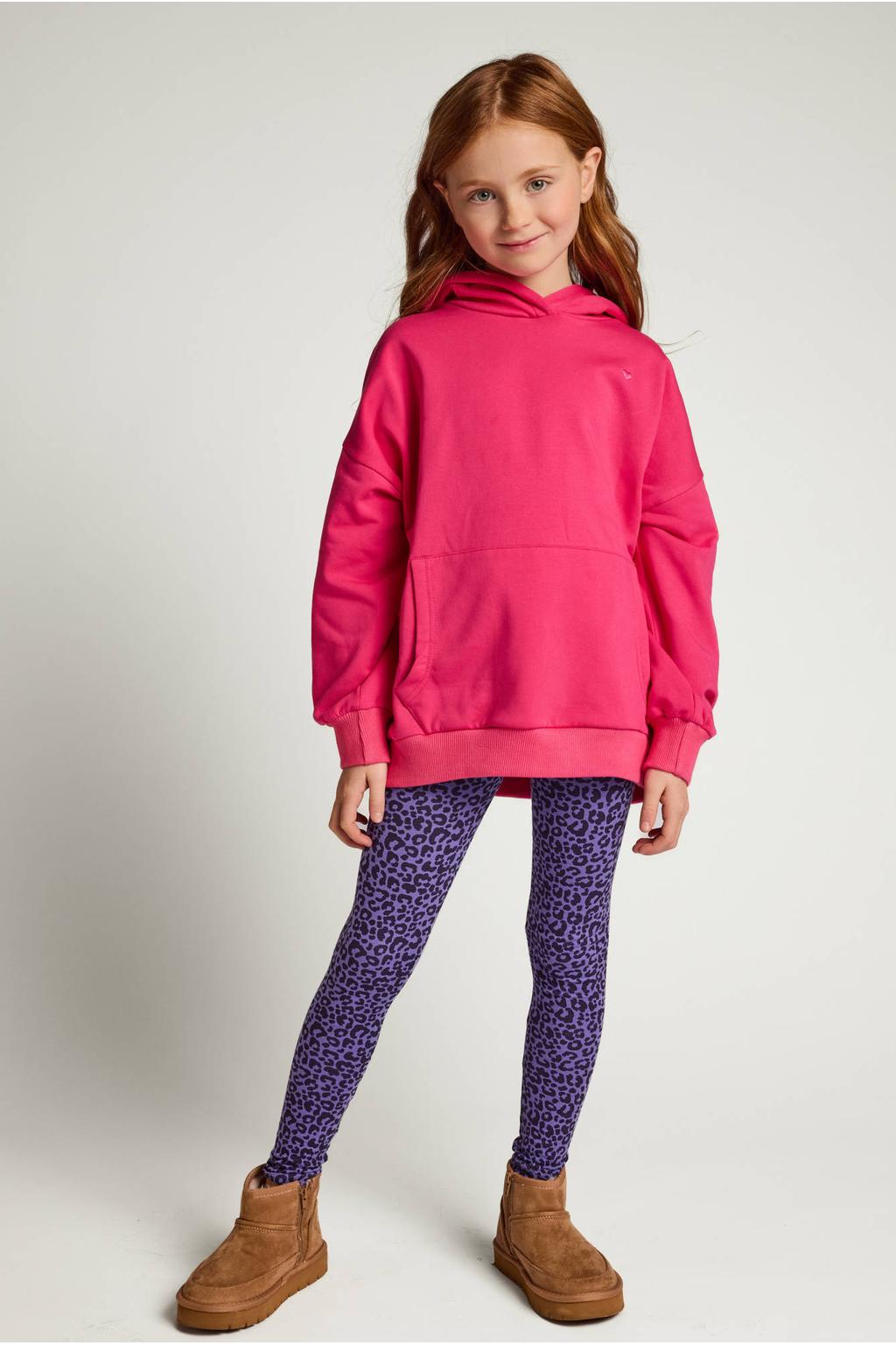 Paarse meisjes LOOXS little skinny legging van stretchkatoen met regular waist, elastische tailleband en panterprint
