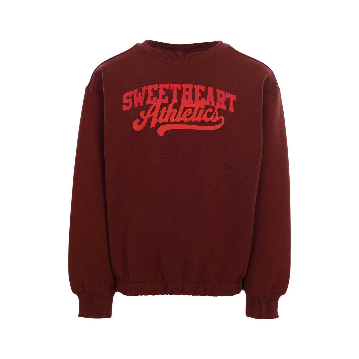 LOOXS little rechtvallende sweater met tekstprint bruin