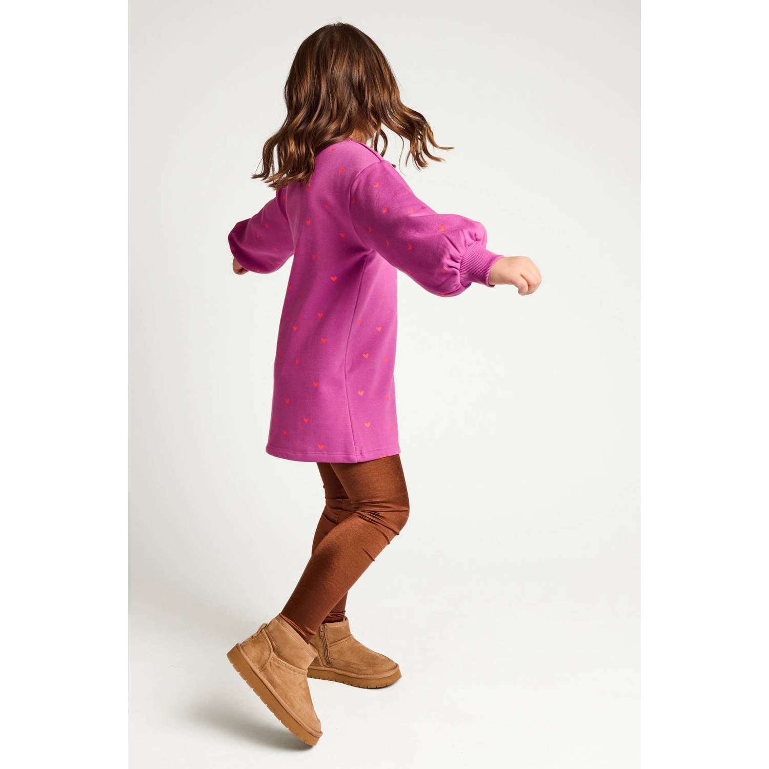LOOXS little sweatjurk met hartjes paars