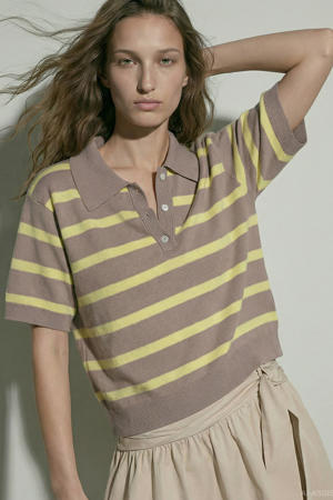 gestreepte top gebreid taupe
