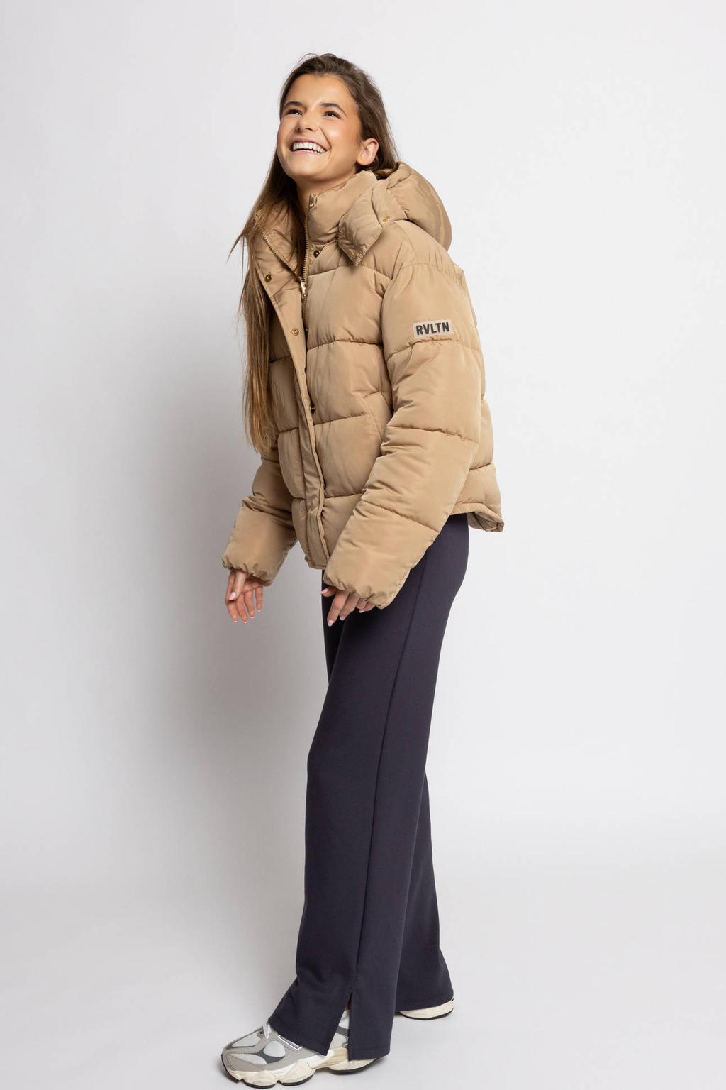 Gouden meisjes LOOXS 10sixteen quilted gewatteerde winterjas van polyester met lange mouwen, rits- en drukknoopsluiting en doorgestikte details