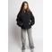 LOOXS 10sixteen gewatteerde gestreepte quilted winterjas - zwart