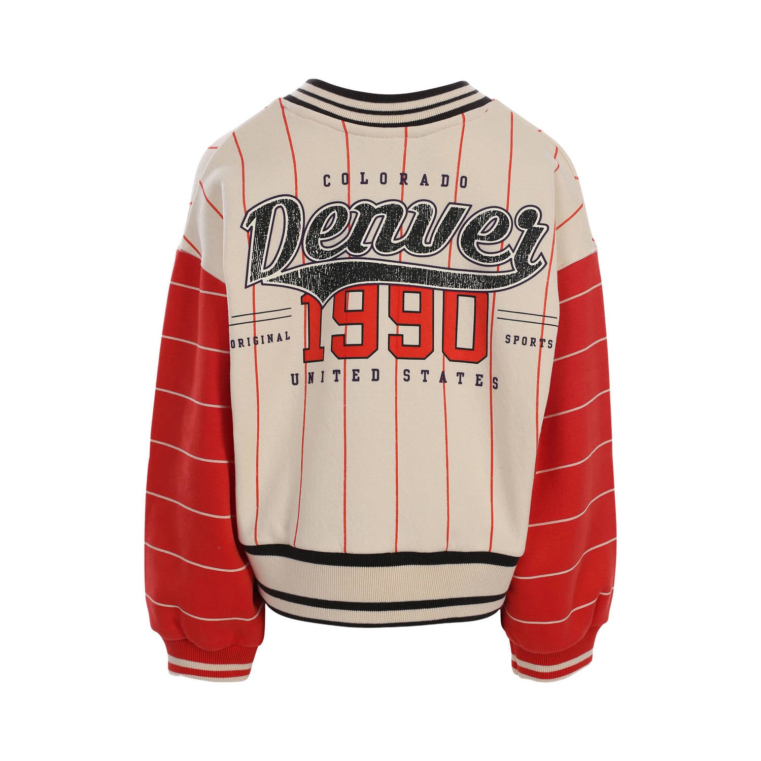 LOOXS 10sixteen rechtvallende gestreepte sweater met backprint ecru
