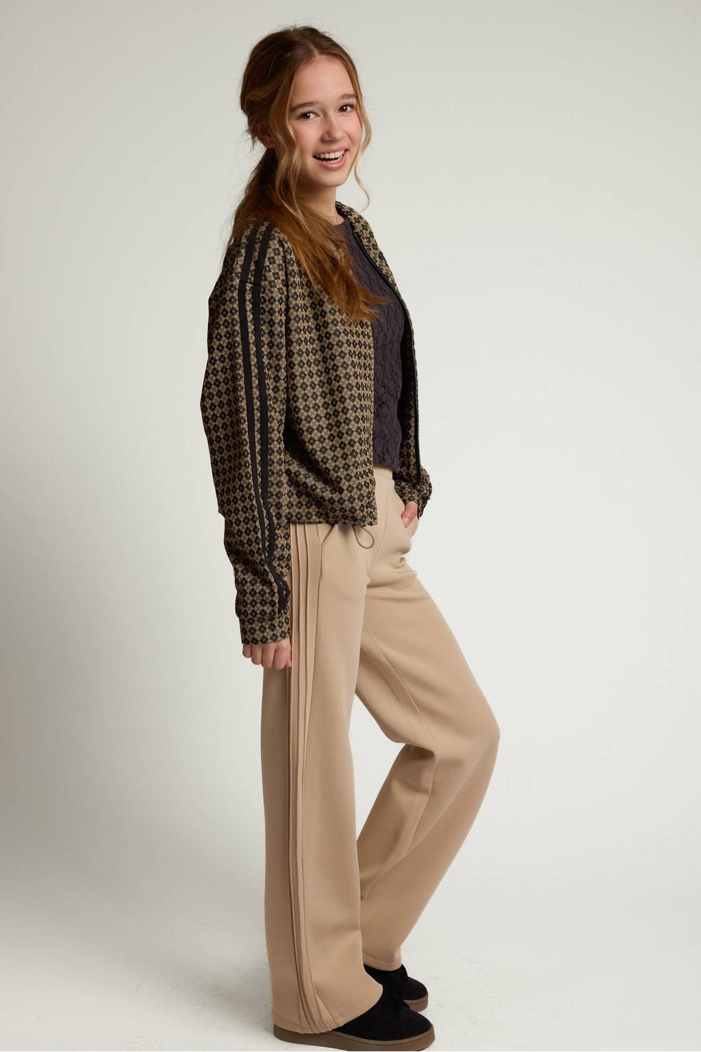 LOOXS 10sixteen boxy gevoerd vest met print - camel