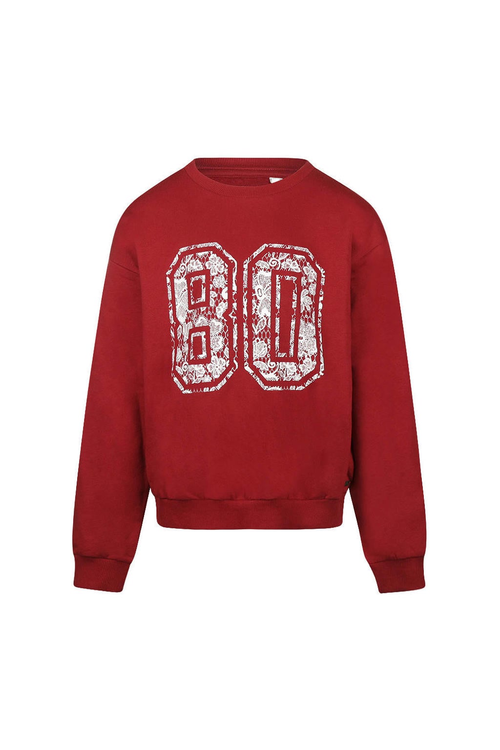Rode meisjes No Way Monday rechtvallende sweater van katoen met printopdruk, lange mouwen, ronde hals en geribde boorden