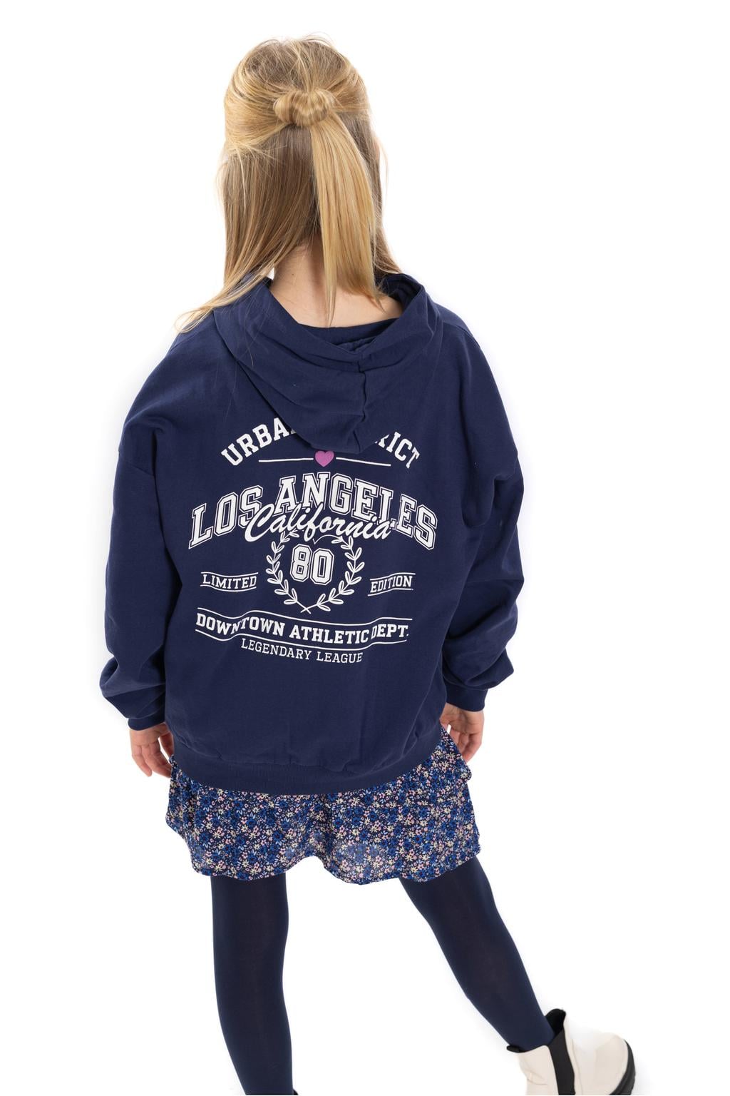 No Way Monday oversized hoodie met backprint - donkerblauw