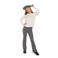No Way Monday flared geruite broek - grijs