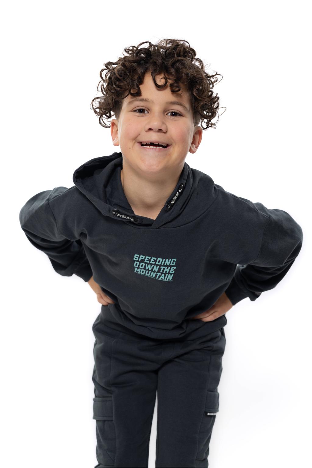 No Way Monday oversized hoodie met tekst - donkergrijs/lichtblauw