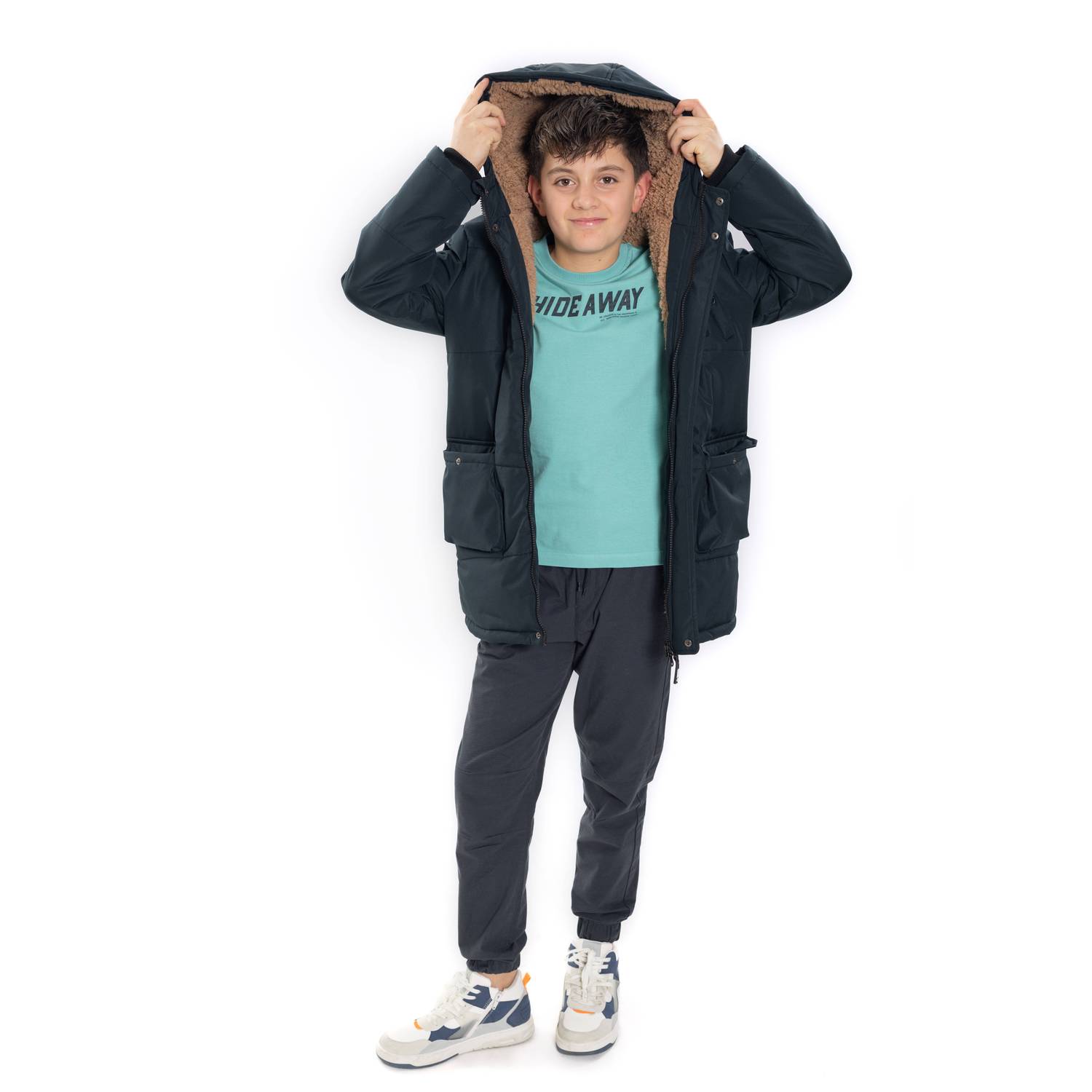 No Way Monday winterparka donkergrijs