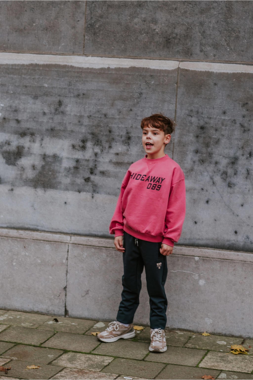 No Way Monday oversized sweater met tekstprint - roze