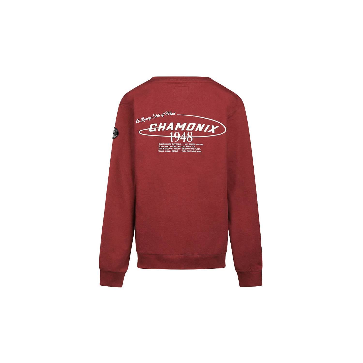No Way Monday rechtvallende sweater met backprint rood