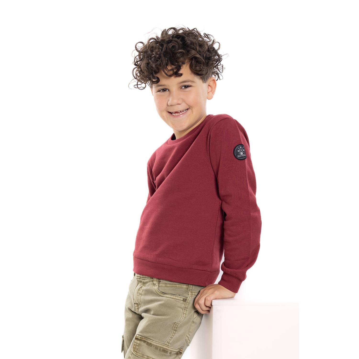 No Way Monday rechtvallende sweater met backprint rood