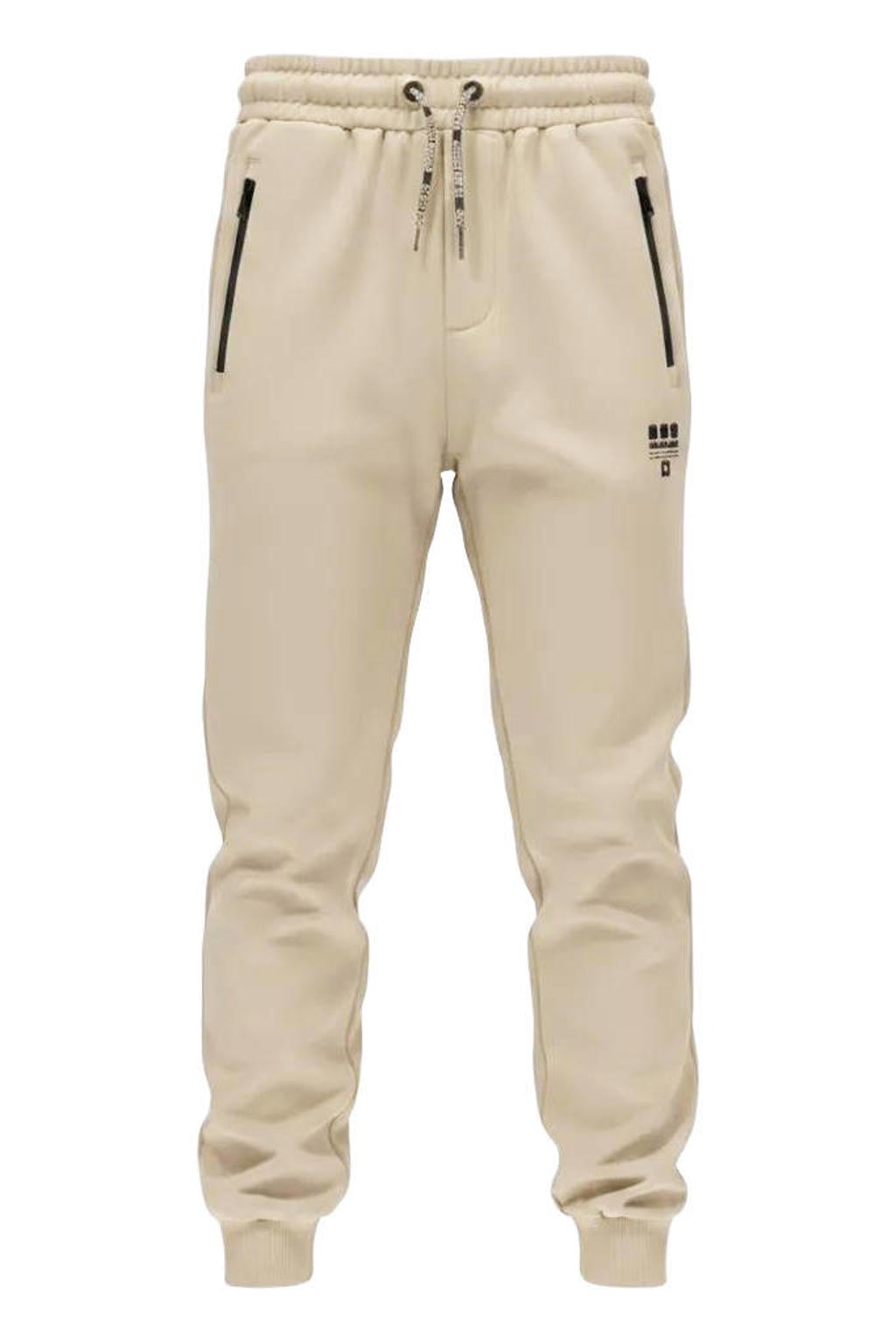 Zandkleurige jongens No Way Monday regular fit joggingbroek van polyester met elastische tailleband met koord en effen