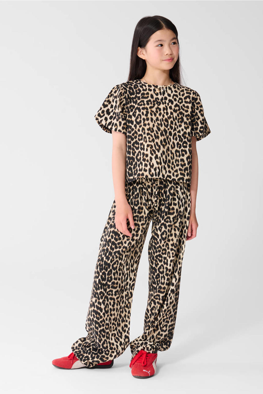 Shoeby blousetop met panterprint bruin