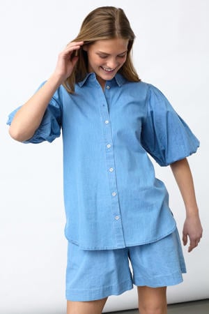 katoenen blouse - lichtblauw denim