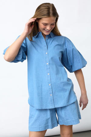 katoenen blouse - lichtblauw denim