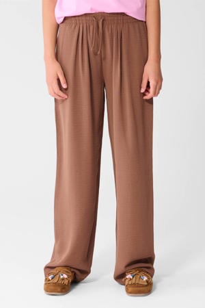 wide leg high waist casual broek bruin