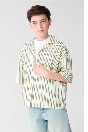 regular casual overhemd ecru met textuur
