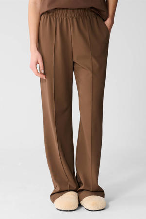 wide leg high waist broek bruin
