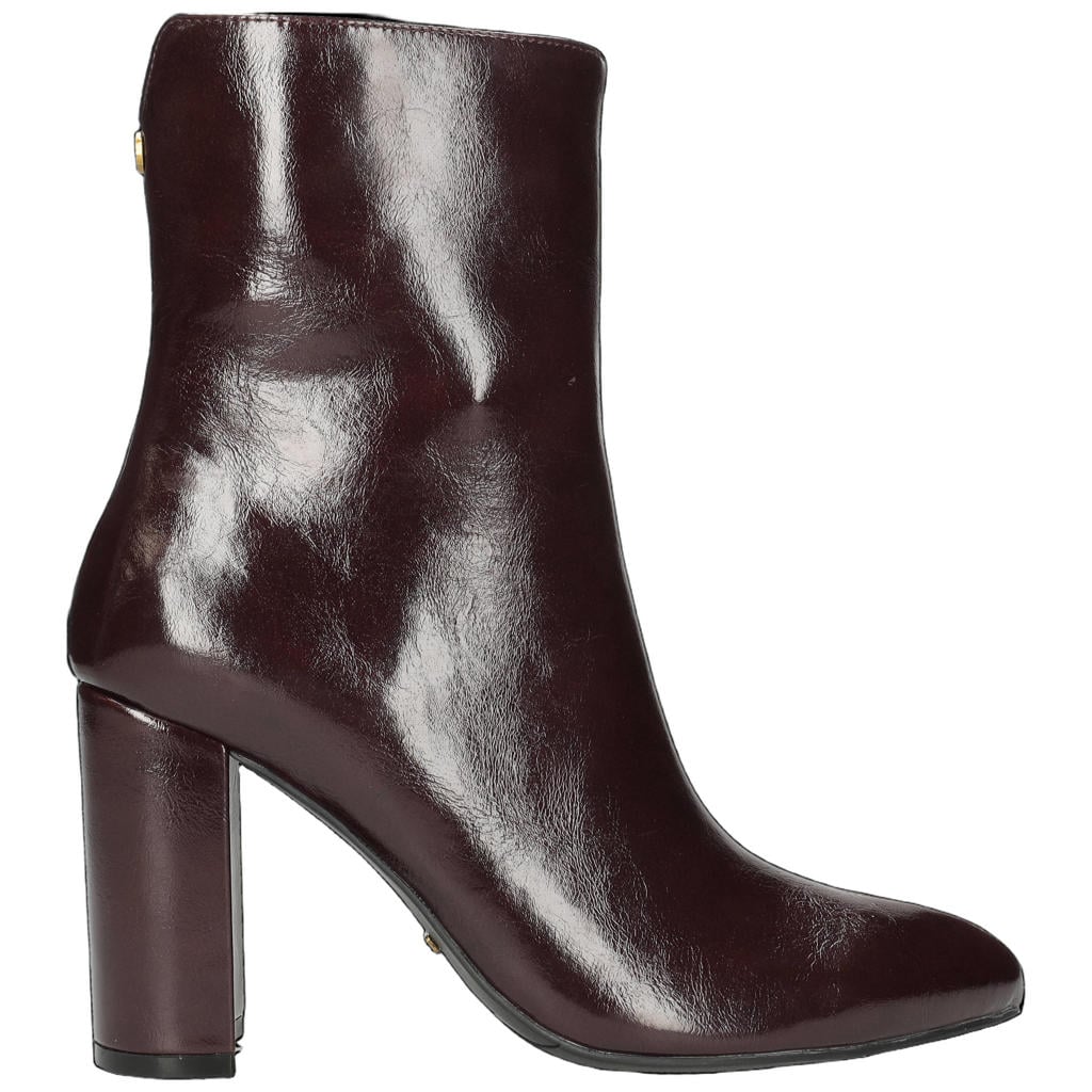 Bordeaux dames Mexx Vida Indy imitatieleren enkellaarzen met blokhak - met ritssluiting