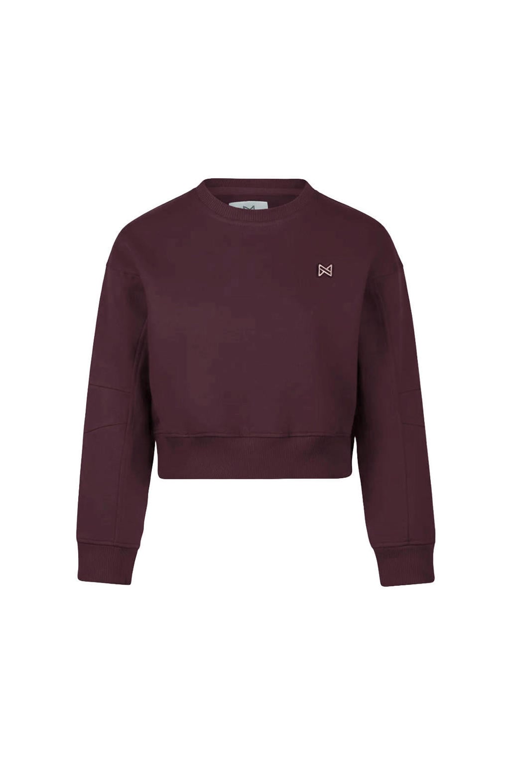 Donkerpaarse meisjes Koko Noko rechtvallende sweater met effen, lange mouwen, ronde hals, drukknoopsluiting en geribde boorden