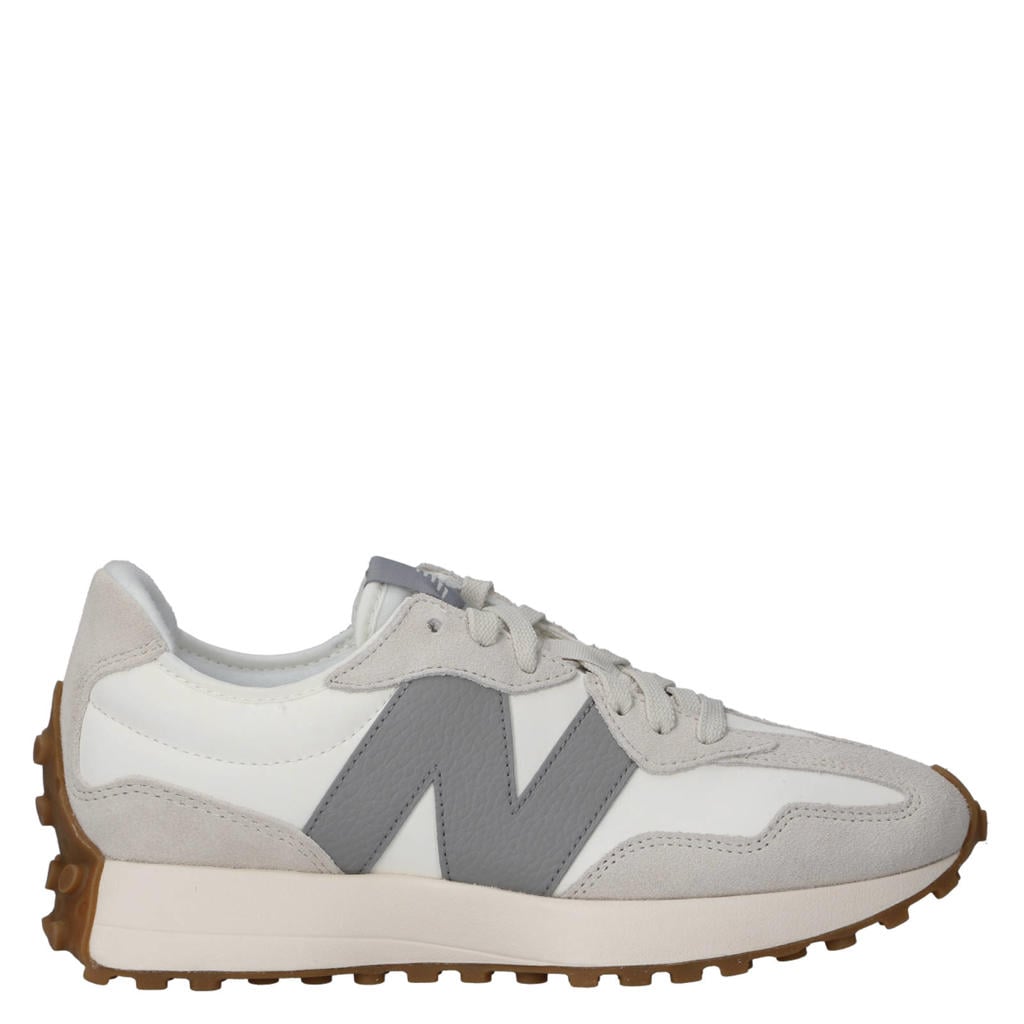 Wit en grijze unisex New Balance 327 sneakers van suede/mesh met veters