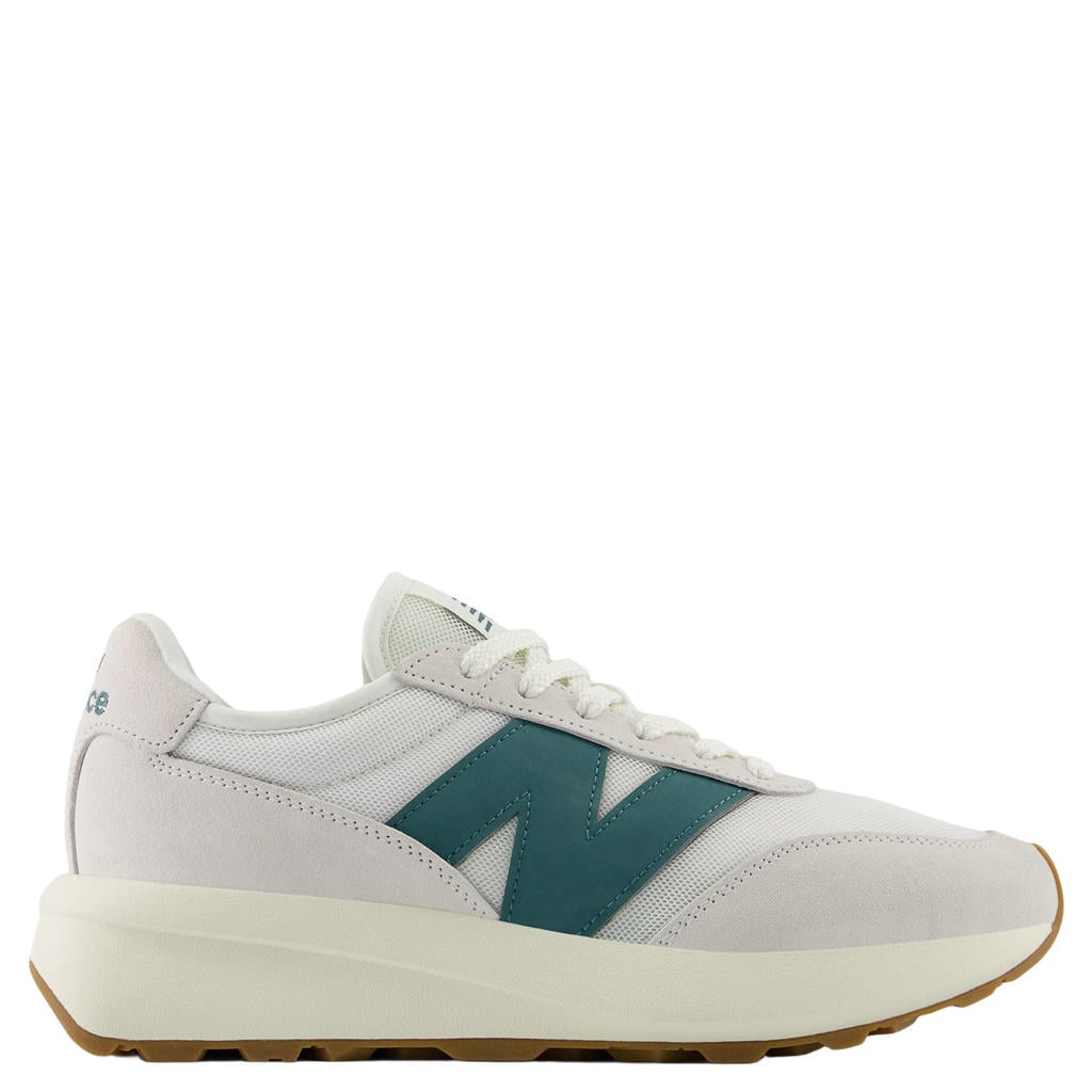 Beige en groene unisex New Balance 370 sneakers van textiel met veters