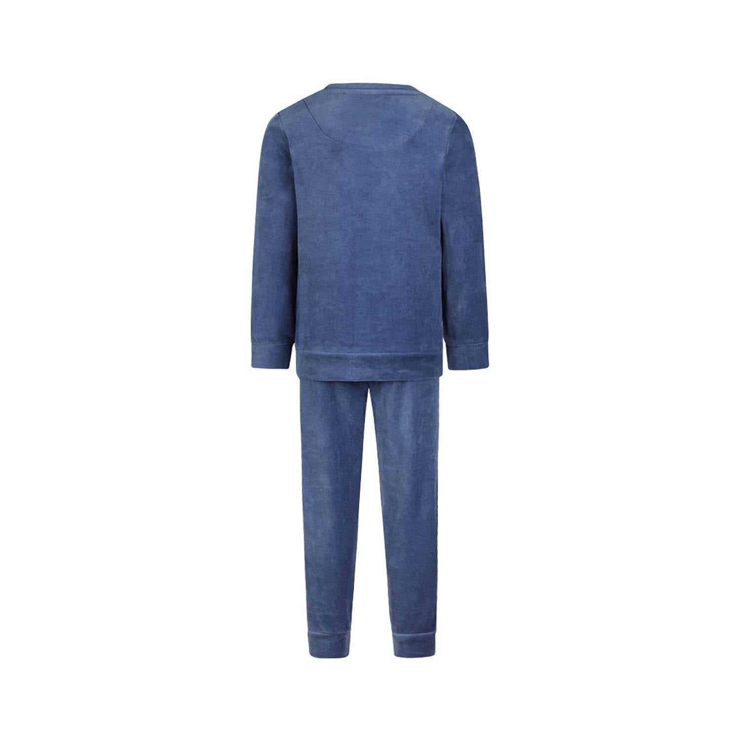 Charlie Choe pyjama met borduursels en print blauw