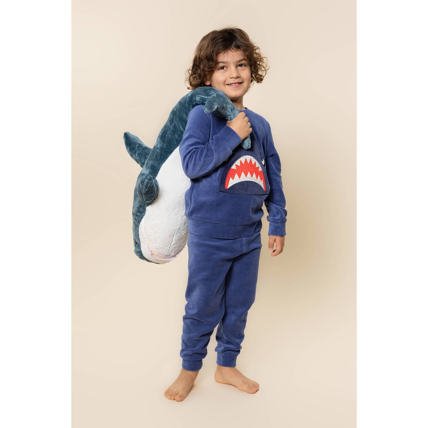 Charlie Choe pyjama met borduursels en print blauw