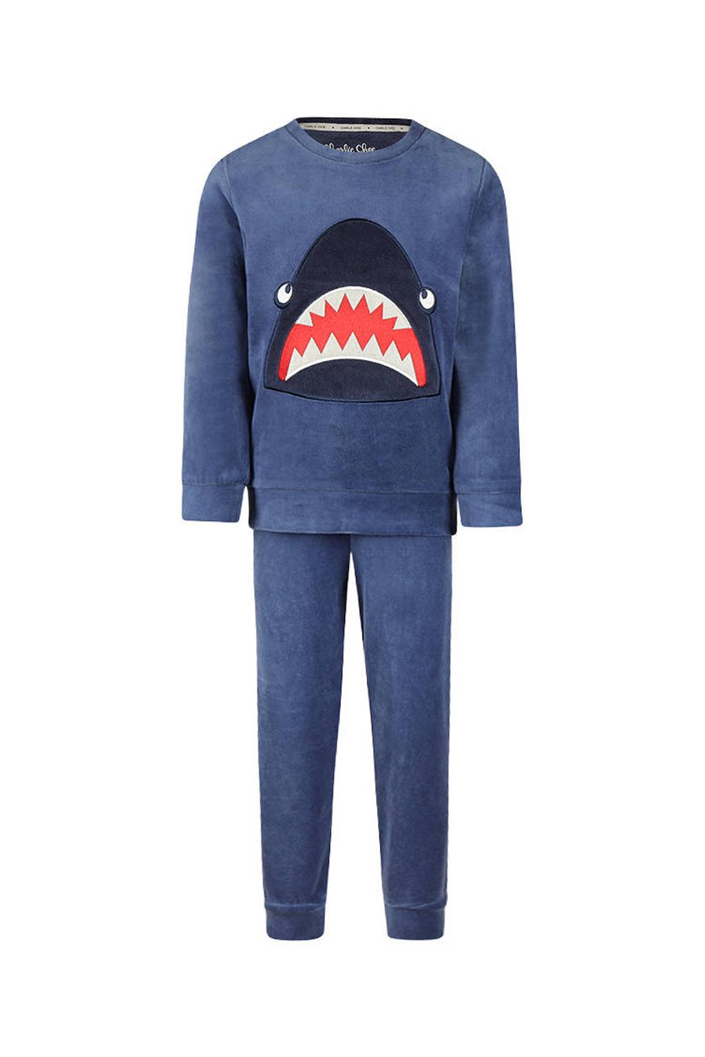 Charlie Choe pyjama met borduursels en print - blauw