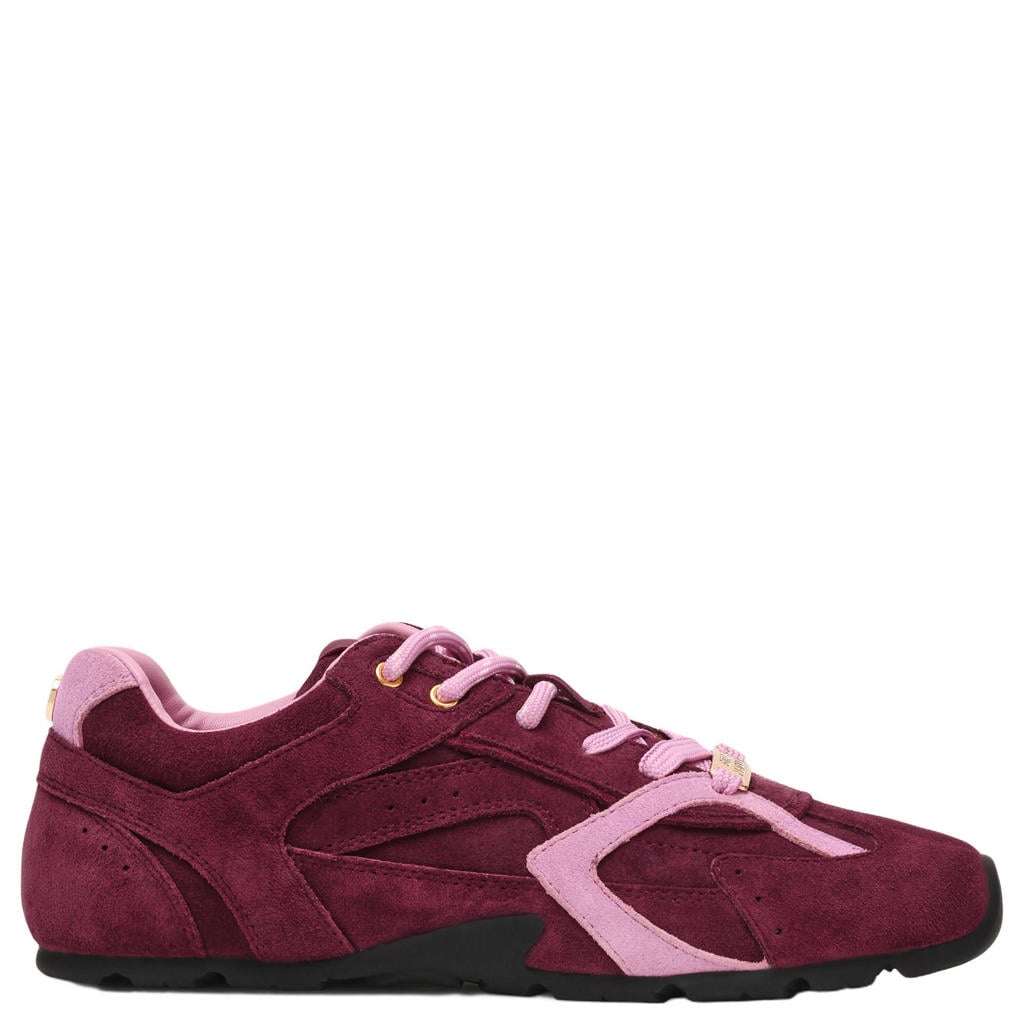 Bruin en roze dames Steve Madden Asiel suède sneakers met veters